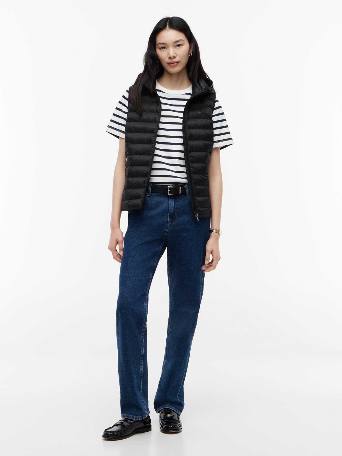 Down-Filled Quilted Vest — Black