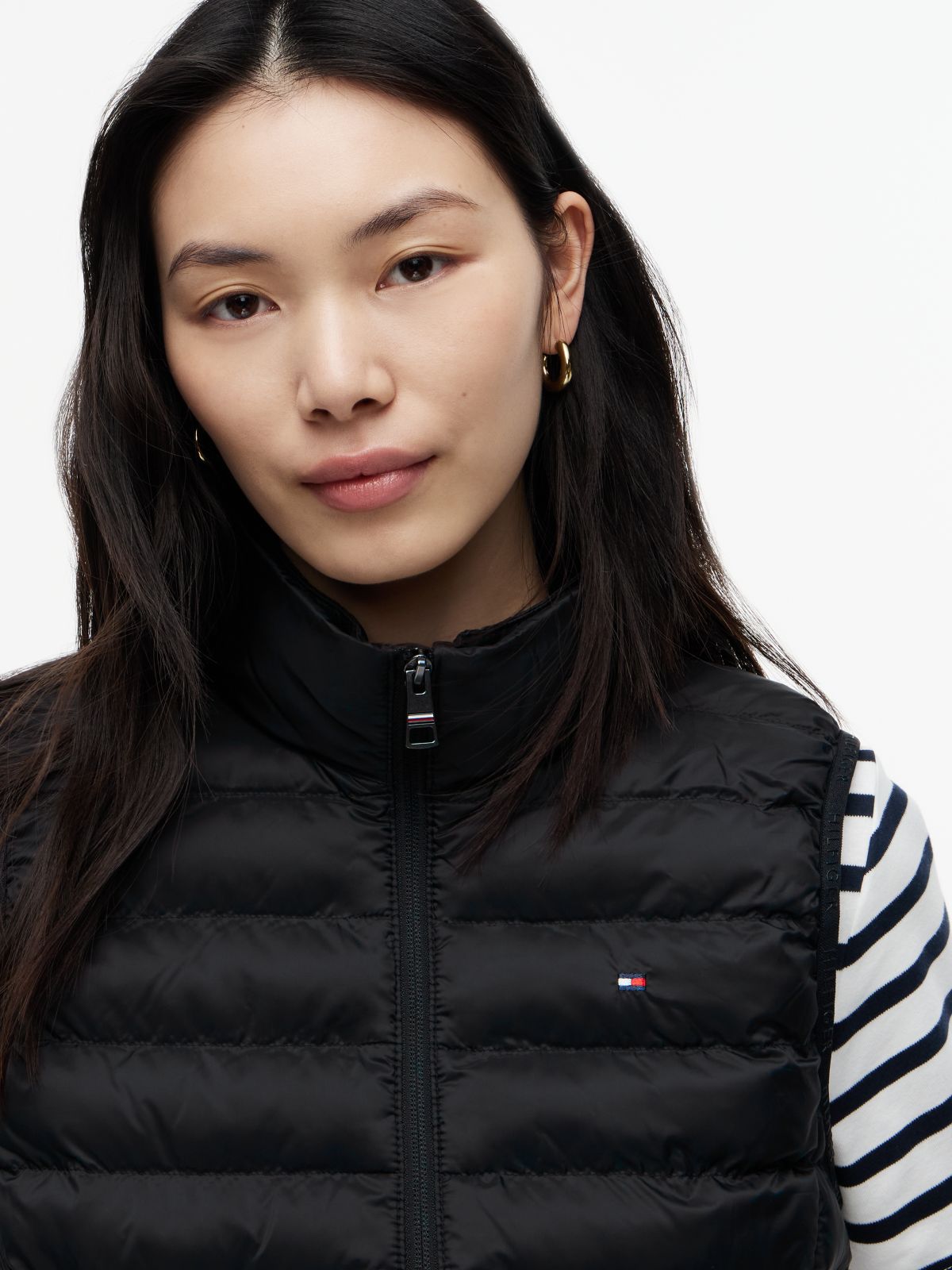 Down-Filled Quilted Vest — Black