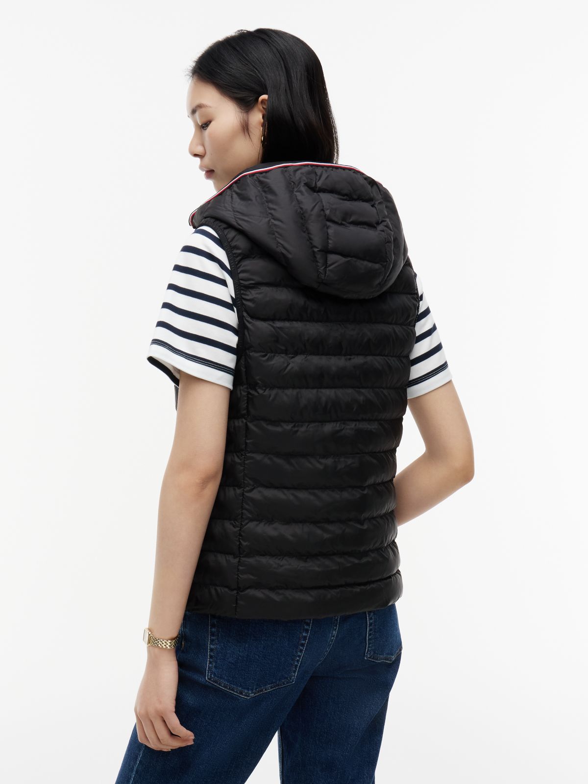Down-Filled Quilted Vest — Black