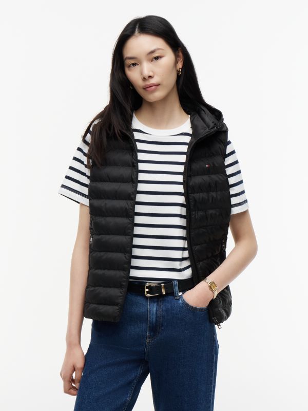 Down-Filled Quilted Vest — Black