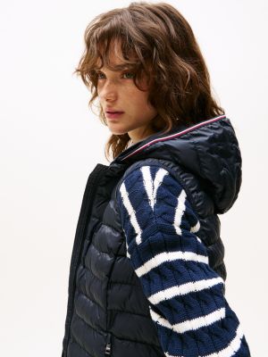 blue down-filled quilted vest for women tommy hilfiger