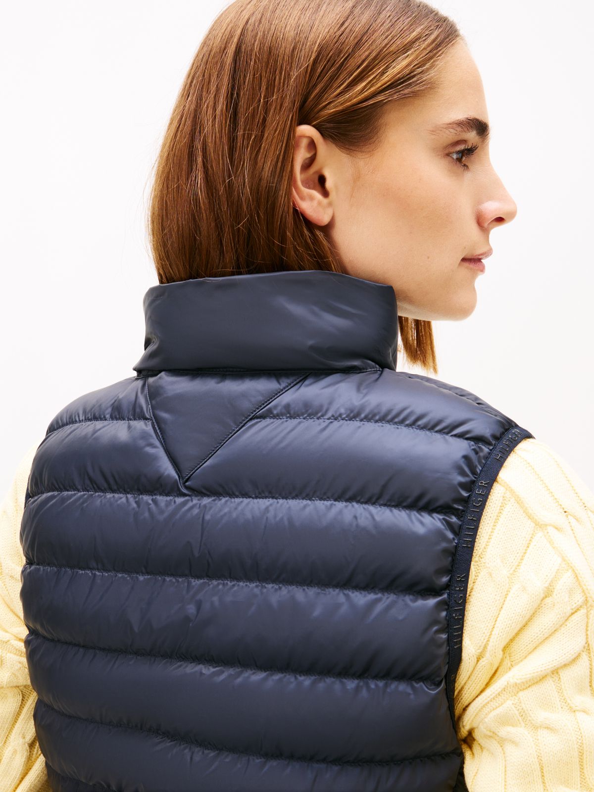 Down-Filled Quilted Vest — Blue