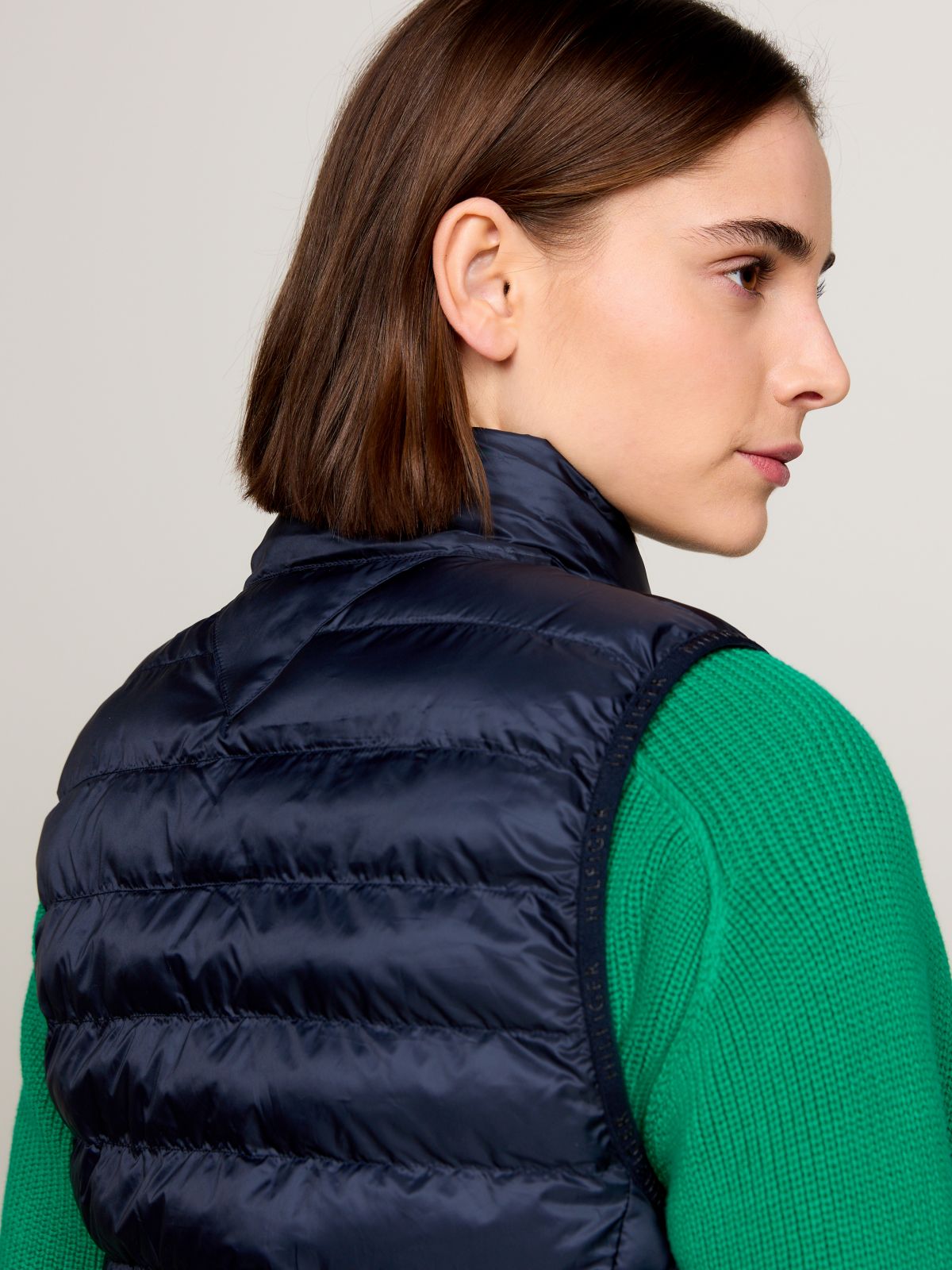 Down-Filled Quilted Vest — Blue