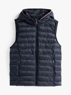 blue down-filled quilted vest for women tommy hilfiger