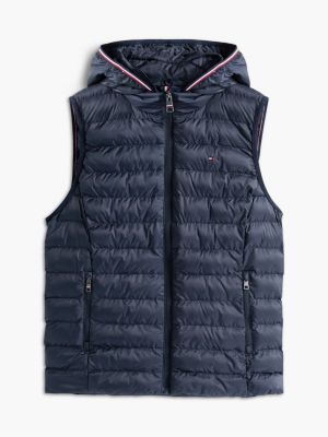 blue down-filled quilted vest for women tommy hilfiger