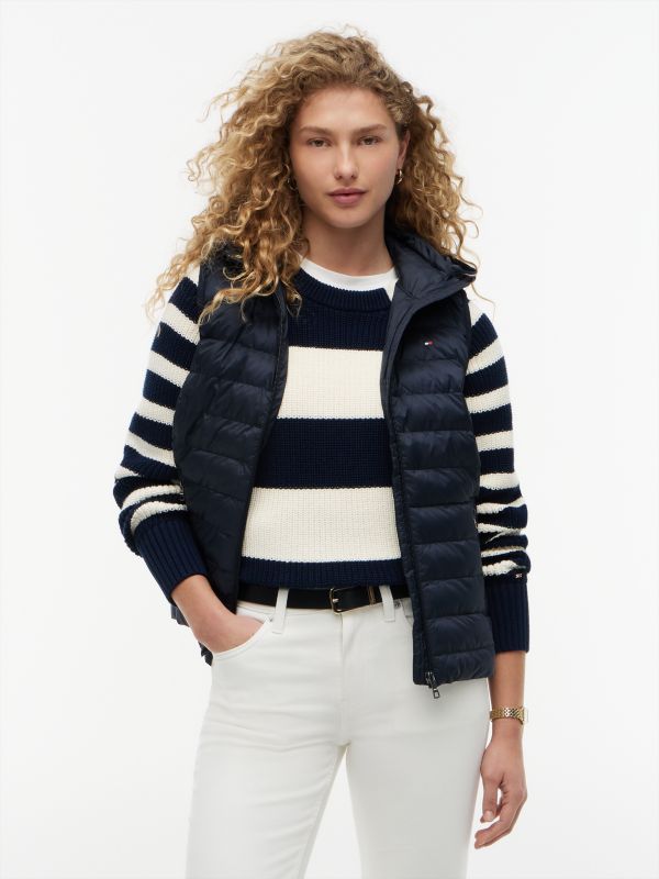 Down-Filled Quilted Vest — Blue