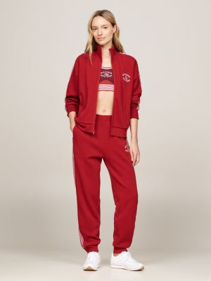 joggers universitarios con rayas sport roja de mujeres tommy hilfiger