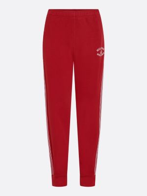 joggers universitarios con rayas sport roja de mujeres tommy hilfiger