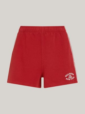 rot sport college-shorts mit streifen-tape für damen - tommy hilfiger