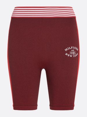 shorts sport skinny fit a vita alta rosso da donne tommy hilfiger