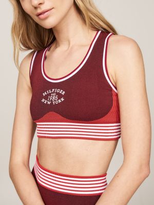 red sport varsity low support seamless bra for women tommy hilfiger