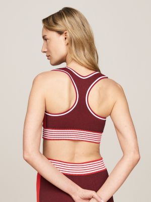 red sport varsity low support seamless bra for women tommy hilfiger