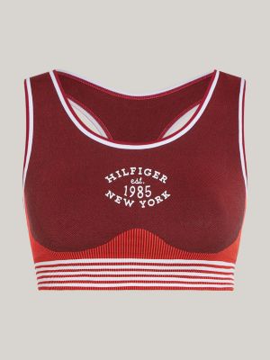 red sport varsity low support seamless bra for women tommy hilfiger