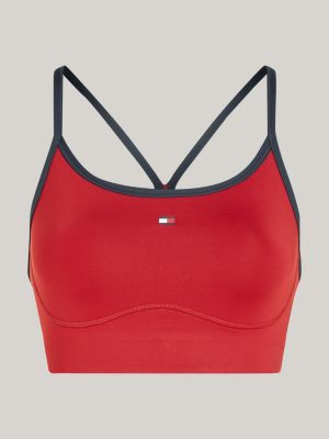 reggiseno sport a sostegno leggero rosso da donne tommy hilfiger