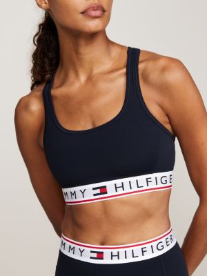 blau sport racerback-bh mit niedriger stützkraft für damen - tommy hilfiger