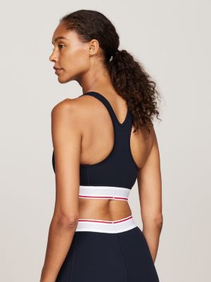 blau sport racerback-bh mit niedriger stützkraft für damen - tommy hilfiger