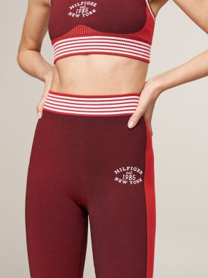 rot sport varsity lange leggings mit hohem bund für damen - tommy hilfiger