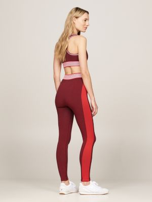 rot sport varsity lange leggings mit hohem bund für damen - tommy hilfiger