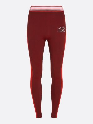 rot sport varsity lange leggings mit hohem bund für damen - tommy hilfiger