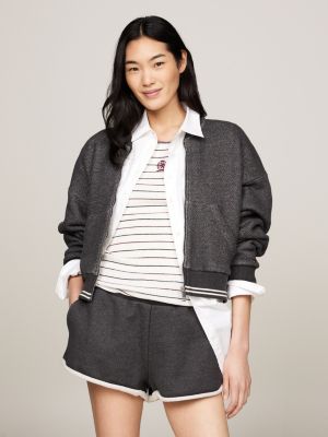 Varsity Back Logo Zip Thru Relaxed Jumper Grey Tommy Hilfiger