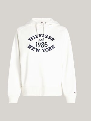 Hoodie met geborduurd varsity logo Wit Tommy Hilfiger