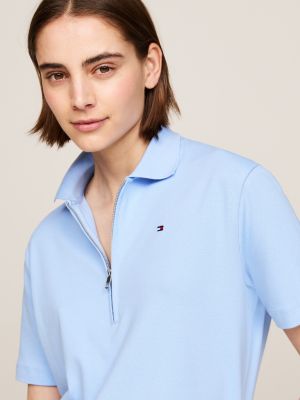 polo regular fit con zip blu da donne tommy hilfiger