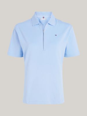 polo regular fit con zip blu da donne tommy hilfiger