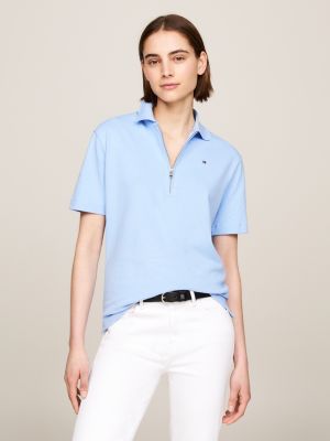 polo regular fit con zip blue da donne tommy hilfiger