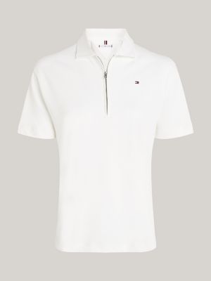 polo regular fit con zip bianco da donne tommy hilfiger