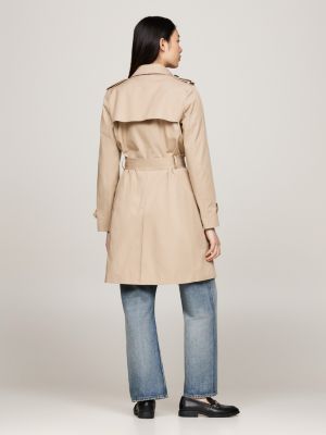 beige wasserabweisender slim fit trenchcoat für damen - tommy hilfiger