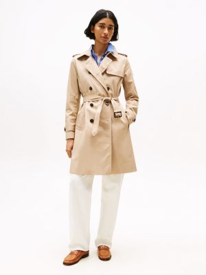 trench-coat ajusté déperlant beige pour femmes tommy hilfiger