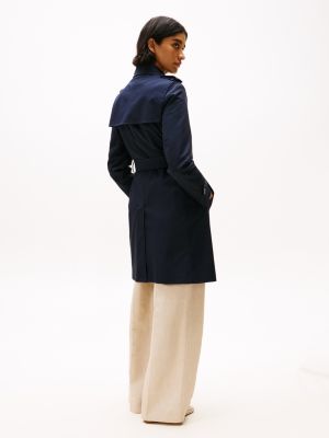 blue water repellent slim trench coat for women tommy hilfiger