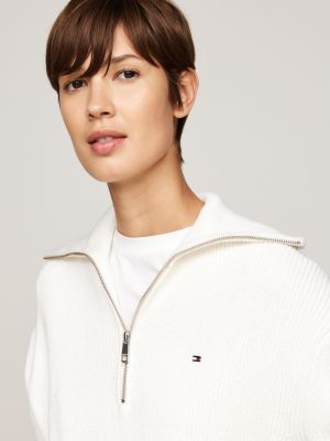 gelb relaxed fit pullover mit reißverschluss für damen - tommy hilfiger