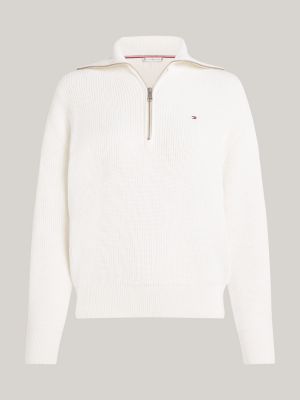 gelb relaxed fit pullover mit reißverschluss für damen - tommy hilfiger