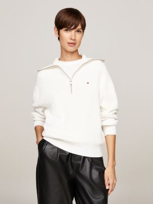 gelb relaxed fit pullover mit reißverschluss für damen - tommy hilfiger