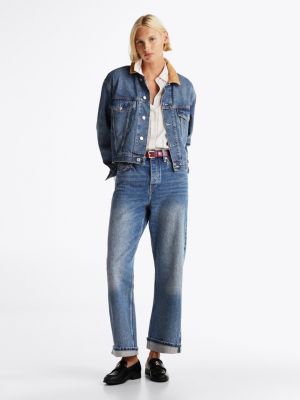 giacca trucker relaxed fit in denim blu da donne tommy hilfiger