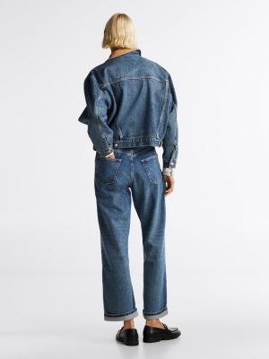 giacca trucker relaxed fit in denim blu da donne tommy hilfiger