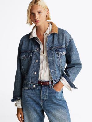 giacca trucker relaxed fit in denim blue da donne tommy hilfiger