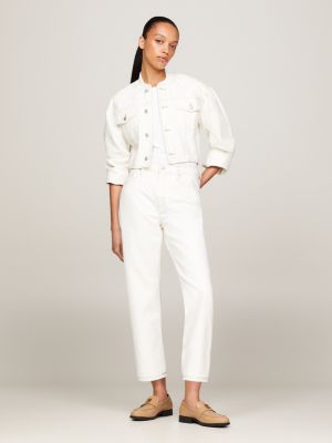 white classic high rise straight jeans for women tommy hilfiger