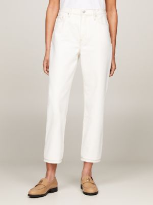 white classic high rise straight jeans for women tommy hilfiger