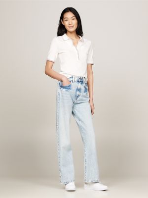 jeans a campana a vita alta blu da donne tommy hilfiger