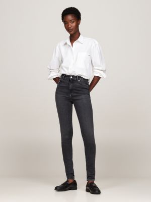 jeans harlem ultra skinny fit a vita alta neri nero da donne tommy hilfiger