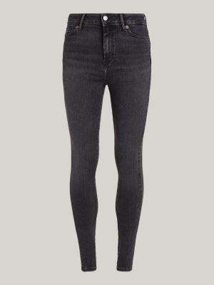 jeans harlem ultra skinny fit a vita alta neri nero da donne tommy hilfiger