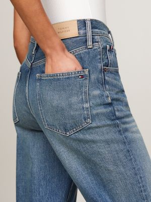 blue high rise relaxed bootcut jeans for women tommy hilfiger