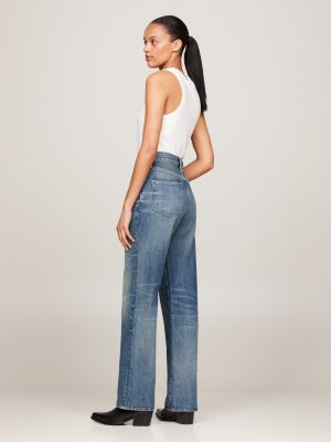 blue high rise relaxed bootcut jeans for women tommy hilfiger