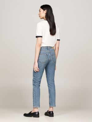 blue high rise slim cigarette jeans for women tommy hilfiger