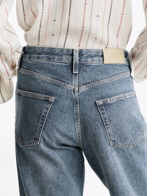 jeans larghi dritti a vita media blu da donne tommy hilfiger