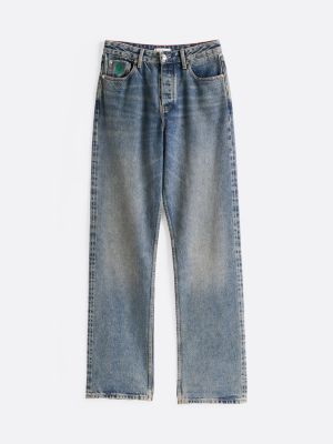 jeans larghi dritti a vita media blu da donne tommy hilfiger