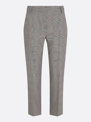 pantaloni slim fit dritti a quadri grigio da donne tommy hilfiger