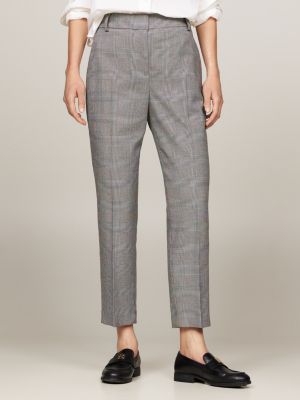 Prince Of Wales Check Slim Straight Trousers | Grey | Tommy Hilfiger